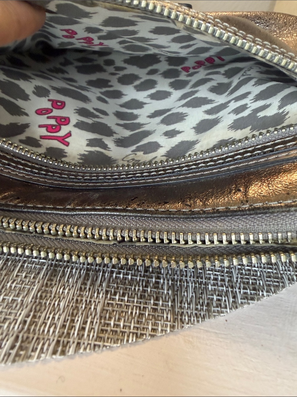Metallic Silver Coach Poppy Crossbody Bag with Adjustable Strap - Picture 4 of 4